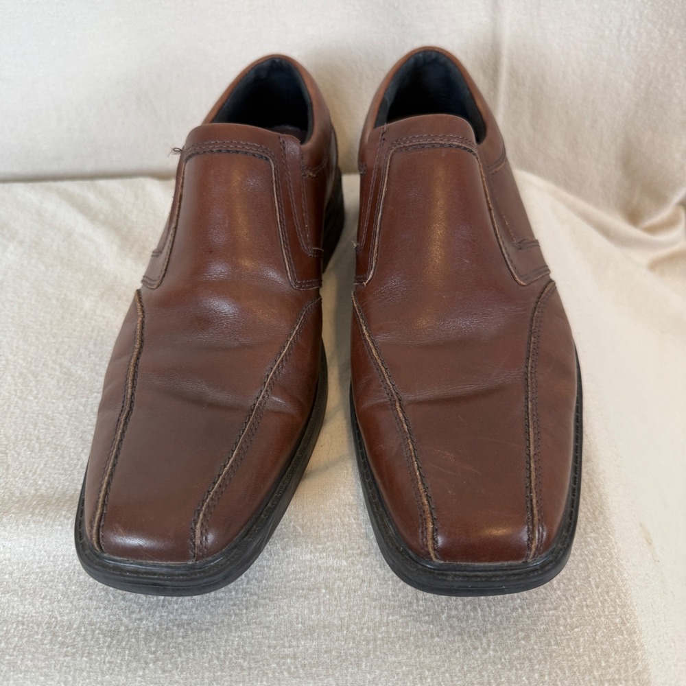 Bostonian Mens Brown Leather Square Bicycle Toe Slip On Loafers Dress Shoes 8M